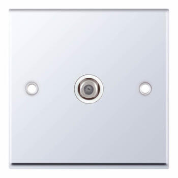 Polished Chrome Co-Axial Television Socket  - 1 Gang Single Satellite 