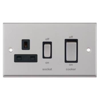 Satin Chrome Cooker Control Switch & Socket - Without Neon