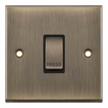 Antique Brass Light Switch - 1 Gang Retractive 'Bell" Push