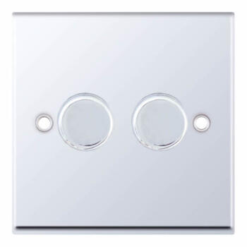 Polished Chrome & Black Dimmer Switch - Double 2 X 400W