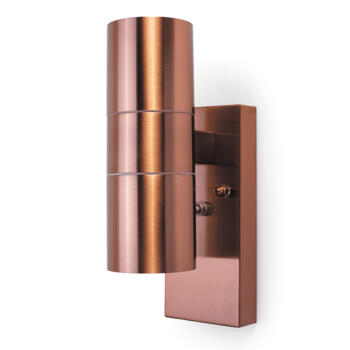Copper GU10 IP44 Up/Down Wall Light With Photocell Sensor - Copper/Photo
