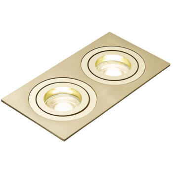 Polished Brass GU10 Adjustable Double Square Downlight - Polished Brass Double