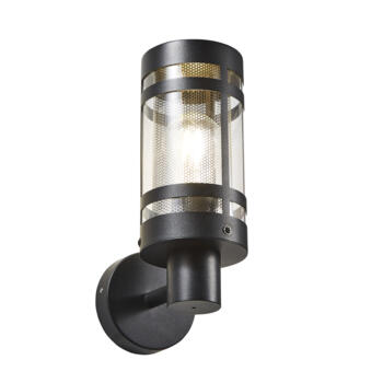 Matt Black Cylinder Lantern With Stainless Steel Mesh IP44 - Matt Black/Stainless Steel Mesh