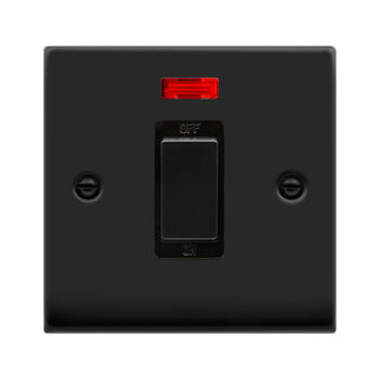 Matt Black 45A DP Cooker/Shower Switch - With Neon