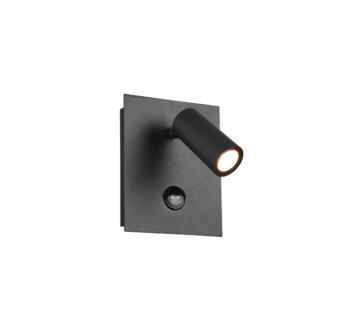Anthracite IP54 Outdoor Square Wall Fitting With PIR Sensor & Adjustable LED Light