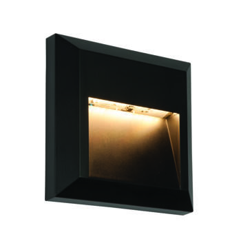 Black Square LED Outdoor Surface Mounted Wall Guide Light IP65 Mains 240V - Indirect Light