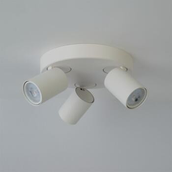 Matt White 3 Light Round Adjustable GU10 Ceiling or Wall Spotlight - 3 Light Round