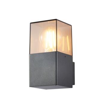 Grey With Smoked Glass Square LED Outdoor Wall Light