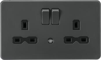 Screwless Anthracite Grey Double Socket with Night Light Function - Night light