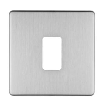 Screwless Stainless Steel Empty Grid Switch Plate - 1 Gang Empty