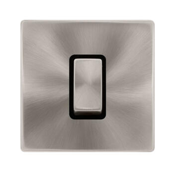 Screwless Brushed Steel 45A DP Isolator Switch - With Black Interior
