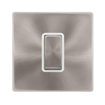 Screwless Brushed Steel 45A DP Isolator Switch - With White Interior