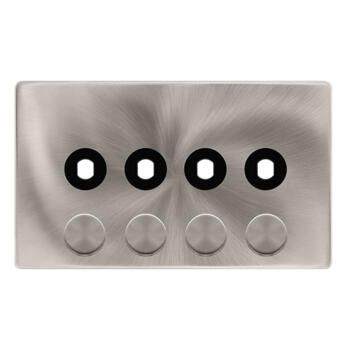 Screwless Brushed Steel **EMPTY** Dimmer Switch  - 4 Gang Empty Plate Without Modules