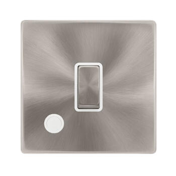 Screwless Brushed Steel 20A DP Switch Flex Out - With White Interior