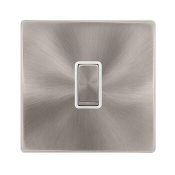 Screwless Brushed Steel 20A DP Switch No Flex Out - With White Interior