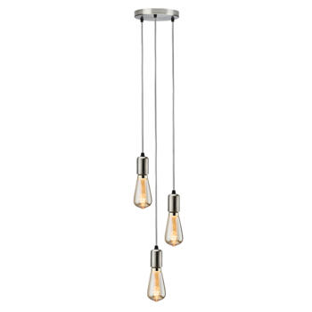 Brushed Chrome Contemporary 3 Light Pendant - Ceiling Fitting
