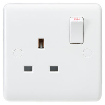 White 13A Single Switched Socket - 1 Gang  - Double Pole