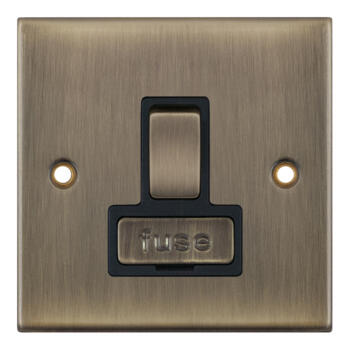 Slimline Antique Brass 13A Fused Spur  - Switched