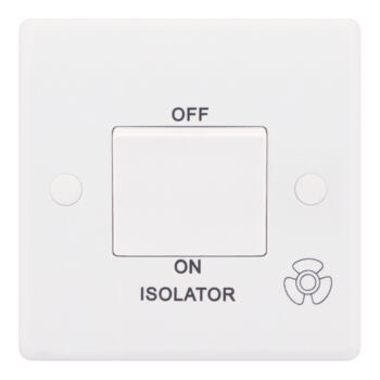 Smooth White Fan Isolator Switch - Unfused