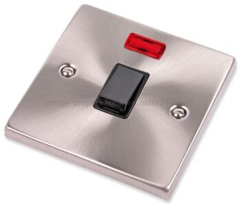 Satin Chrome 20A DP Switch & Neon Without Flex Out - With Black Interior
