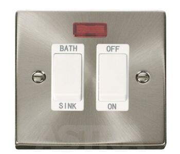 Satin Chrome 20A DP Sink / Bath Switch - With White Interior