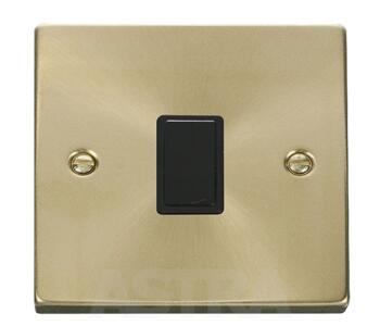Satin Brass 20A DP Switch Without Flex Out - With Black Interior
