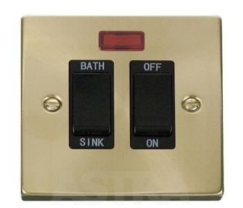 Satin Brass 20A DP Sink / Bath Switch - With Black Interior