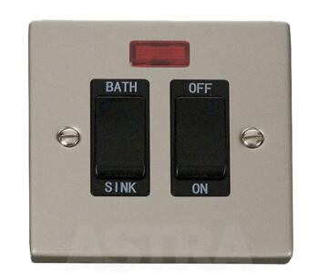 Pearl Nickel 20A DP Sink / Bath Switch - With Black Interior