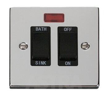 Polished Chrome 20A DP Sink / Bath Switch - With Black Interior
