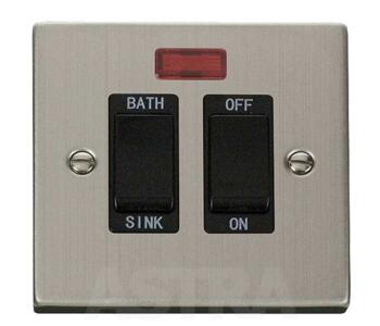 Stainless Steel 20A DP Sink / Bath Switch - With Black Interior