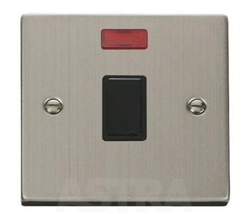 Stainless Steel 20A DP Switch & Neon Without Flex - With Black Interior