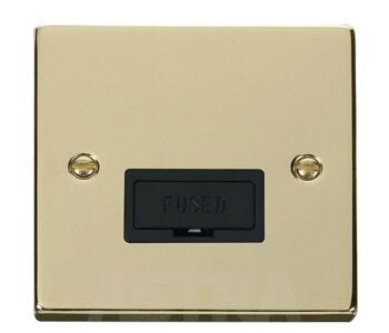 Polished Brass Unswitched Fused Spur 13A No Flex - With Black Interior