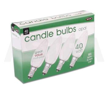 40W SES Opal Candle Bulb - Pack of 4 Lamps