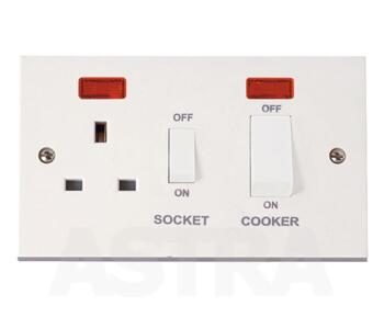 Polar 45A DP Cooker Control Unit-Neon/White Rocker - Bright White 
