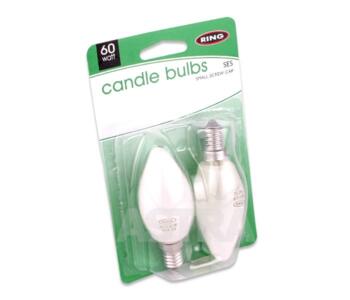 60W SES Opal Candle Bulb - Pack of 2 Lamps - Twin Pack