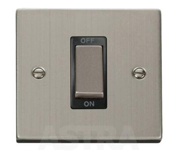 Stainless Steel 45A Cooker Isolator Switch Ingot1G - With Black Interior