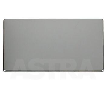 Screwless Chrome Blank Plate Double 2 Gang - With Black Plate Insert