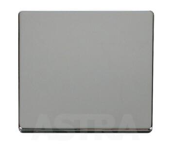 Screwless Chrome Blank Plate Single 1 Gang - With White Plate Insert