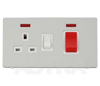 Screwless White Cooker Switch & Socket with Neon