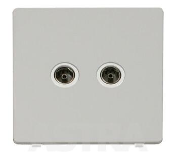 Screwless White Double TV Socket Outlet