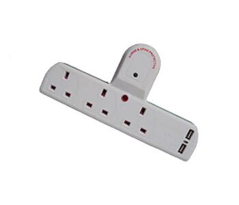 3 Gang Plug-In Adaptor & 2 Gang USB Power Socket - 13A White