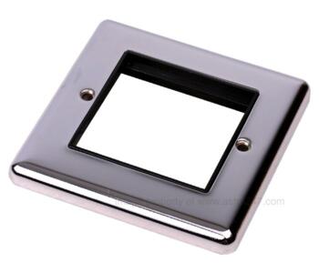 Polished Chrome 1 Gang 2 Module Data Plate - With Black Insert