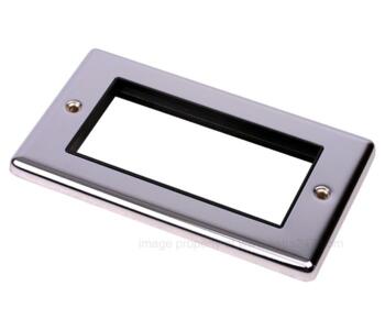 Polished Chrome 2 Gang 4 Module Data Plate - With Black Insert