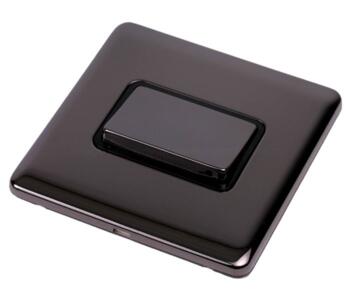 Screwless Black Nickel Fan Isolator Switch - 10A  - With Black Insert