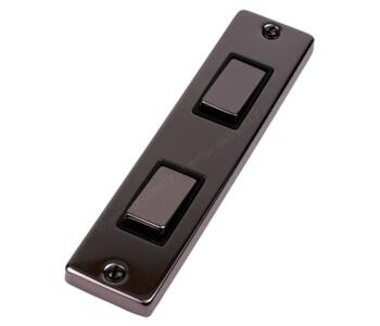 Black Nickel 2 Gang Architrave Light Switch - With Black Interior