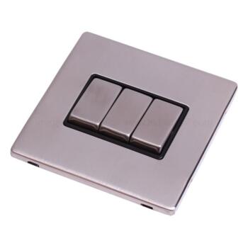 Screwless Stainless Steel Light Switch Triple Ing - With Black Interior