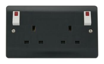 Part M 13A Switched Socket Outlet with Neon - Double Socket 2 Gang Switched with Neon
