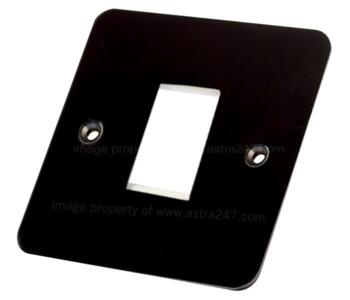 Flat Plate Black Nickel Euro Media & Data Plate  - One Module Aperture