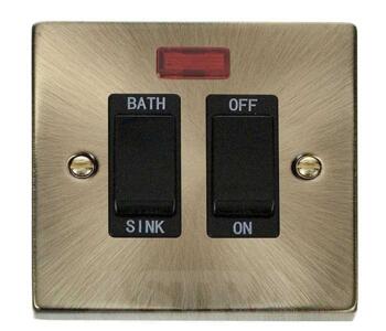 Antique Brass 20A DP Switch  - 20A DP Sink / Bath Switch