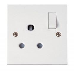 Polar 15A Round Pin Socket Outlet - Bright White - Switched